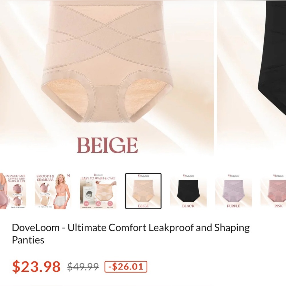 Sundays Women's Underwear Set - Peach, Cream, Pink - Picture 4 of 6